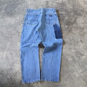 Dickies Carpenter Jeans Mens 38x32 Blue Pants Distressed Faded Denim Loose Work